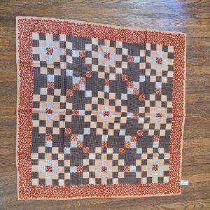 Vintage Red and Brown Floral Patchwork Scarf Japan